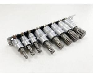 Toolzone 8Pc Spline Bit Socket Set 12 Point Triple Square Bits 1/4 & 3/8 Drive M4 - M16