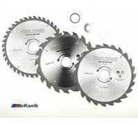 toolzone PA021 184 mm TCT Circular Saw Blades 20/24/40 Teeth with Adapter O-Rings - Silver (3-Piece)