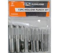 toolzone PN104 3-19 mm Leather/Rubber/Card/Gaskets/Plastic/Paper Hollow Hole Punches - Black (12-Piece)