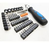 Toolzone Ratchet Screwdriver Hex Torx 1/4" 57Pc Bits & Magnetic Holder Socket Set Sd102