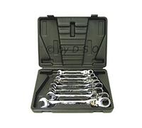 toolzone SP128 Flex Head Combination Ratchet Spanner Set - Silver (8-Piece)