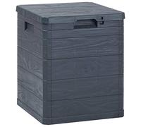 TOOMAX Multibox Woody’s 90L outdoor storage box, anthracite with wood-effect finish, made from recycled plastic, 42.5x44x50h cm, UV-resistant, garden storage container with padlock provision