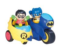 Toomies DC Comics Batman E73260 2 in 1 Batcycle Motorcycle and Sidecar Combination - Attach Side End - Flywheel Drive Push Along - from 12 Months, Black