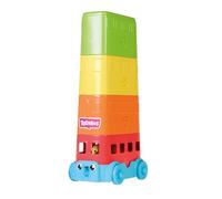 Toomies E73220C Tomy Hide & Squeak Stacker Decker Bus, Push-Along Colours and Sounds, Stacking and Sorting Babies, Educational Toddler Toy for Boys and Girls Aged 12 Months +