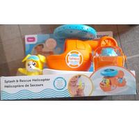 Toomies E73305C Splash & Rescue Helicopter Water Spinning Bath Floating Toy with Squirting Pilot - Rescue Bucket & Dolphin with Pouring Action - Suitable from 12 Months