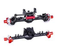 TOOMOD Aluminum Front & Rear Axle Upgrade Kit for 1/24 Axial SCX24 - Includes Scale Brake Discs, Hydraulic Steering Links, Aluminum Steering Knuckles & Double Universal Joint Shafts- (Black&Red)
