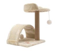 TOONDB Multi-Level Cat Tree for Indoor Cats, 13.8in Cat Condo with Soft Bed & Sisal Scratching Post, Stable 11 lbs Capacity Kitten Activity Center for Play and Sleep, Beige