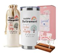 TOONGEEN Retirement Gifts for Women, Unique Retirement Coffee Mug Gift Set for Work Colleagues, Happy Retired Farewell Gifts, 20oz