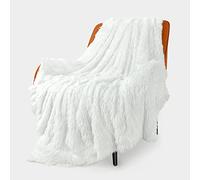 TOONOW Extra Soft Fuzzy Faux Fur Throw Blanket 50"x60", Reversible Lightweight Fluffy Cozy Plush Comfy Microfiber Fleece Decorative Shaggy Blanket for Couch Sofa Bed, Pure White