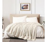 TOONOW Faux Fur Large Twin Size Blanket,Double Side Soft Fluffy Shaggy Fuzzy Blanket for Bed Sofa Couch(Cream White, 71x90 inch)