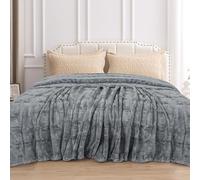 TOONOW Faux Fur Luxury Throw Blanket,Double Side Soft Fluffy Shaggy Fuzzy Blanket for Couch Sofa Bed (Light Grey, X-Large Twin Size)