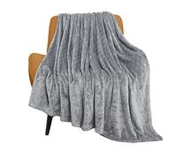TOONOW Fleece Blanket Super Soft Cozy Throw Blanket 50" x 60", Lightweight Fuzzy Comfy Textured Flannel Blanket Warm Plush Throw Blankets for Couch, Sofa, Bed, Light Grey