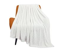 TOONOW Fleece Blanket Textured Fuzzy Plush Throw Blanket 60" x 80", Super Soft Fluffy Bed Blanket Geometric Pattern Comfy Microfiber Flannel Blankets for Couch, Bed, Sofa, Cream White