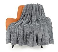TOONOW Fuzzy Blanket Cozy Faux Fur Luxury Throw Blanket, Extra Soft, Double Sided, Fluffy, Plush Warm Throw Blanket for Couch Sofa Bed, 51''x67'' (Light Grey)