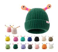TOONZ Monster Tentacle Hat, Winter Parent-Child Cute Glowing Little Monster Retractable Eye Tentacles Funny Knit Hat for Adults and Kids Beanie Hat (Polyester, Dark Green)