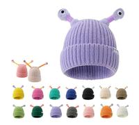 TOONZ Monster Tentacle Hat, Winter Parent-Child Cute Glowing Little Monster Retractable Eye Tentacles Funny Knit Hat for Adults and Kids Beanie Hat (Polyester, Purple)