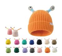 TOONZ Monster Tentacle Hat, Winter Parent-Child Cute Glowing Little Monster Retractable Eye Tentacles Funny Knit Hat for Adults and Kids Beanie Hat (Polyester, Orange)