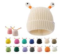 TOONZ Monster Tentacle Hat, Winter Parent-Child Cute Glowing Little Monster Retractable Eye Tentacles Funny Knit Hat for Adults and Kids Beanie Hat (Polyester, Beige)