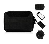 ToopMount Tactical Molle Pouch, Double Zipper Utility EDC Tool Organizer Bag, 1000D Oxford Waterproof Modular Waist Pack with Map Sleeve Metal Snap Strap, for Molle System of Backpack/Vest/Belts