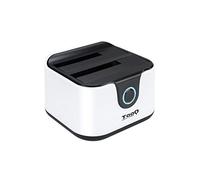 TooQ TQDS-802BW Dual Bay SATA Docking Station for 2.5" and 3.5" Drives, USB 3.0 and USB 2.0 HOST, CLONE Offline Function, Black/White