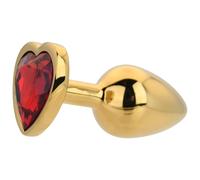 Toosh Gold Heart-Shaped Metal Butt Plug with Red Gem