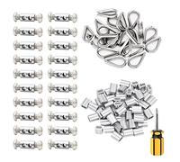 TooTaci 20pcs Wire Rope Clips Cable Clamp 2mm,Stainless Steel Wire Rope Thimble 20pcs, Aluminum Crimping Loop Sleeves 50 pcs,2mm Cable Ferrule Kit Use for Ø2mm 1/16" Diameter Cable Wire Rope Secure
