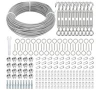 TooTaci 2mm Wire Rope Kit, 100M Garden Wire with M4 Turnbuckle Wire Tensioner Kit, 2mm PVC Coated Stainless Steel Trellis Wire Cable & Vine Eyes for Climbing Plants, Outdoor String Lights Hanging Kit