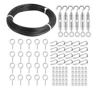 TooTaci 2mm Wire Rope Kit, 30M/ 2mm Black Coated Stainless Steel Wire Cable, with Turnbuckle & Wire Tensioners, Ideal for Garden String Lights Hanging, Wire Trellis, Climbing Plants Training