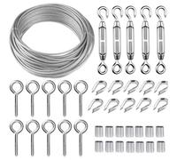 TooTaci 30M Garden Wire for Climbing Plants, 2mm PVC Coated Stainless Steel Cable with M5 Turnbuckles, Fence Wire, Vine Eyes for Climbing Plants, Perfect for Trellis, Outdoor String Light Hanging