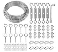 TooTaci 30M Garden Wire for Climbing Plants with M5 Turnbuckle Wire Tensioners Kit, 2mm PVC Coated Stainless Steel Trellis Wire & Vine Eyes for Fence Roll, Outdoor Lights Hanging, Curtain Systems