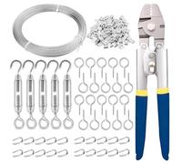 TooTaci 30M Wire Rope Kit with 2 in 1 Swager Crimping Tool, 1.5mm Stainless Steel Cable 7×7 Core with M4 Turnbuckle & Wire Tensioner, for DIY Hanging, Trellis, Repair & Replace Cable