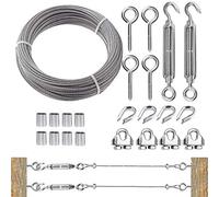 TooTaci 3mm Stainless Steel Wire Rope, 15M Garden Wire Heavy Duty with M6 Turnbuckle Tensioner Kit, 3mm Steel Cable 7×7 Strands, for Climbing Plants, Fence, Lights Hanging, Balustrade