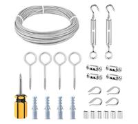 TooTaci 3mm Wire Rope Kit, 15M Garden Wire for Climbing Plants, 3mm PVC Coated Staienlss Steel Cable,M5 Turnbuckle Wire Tensioner, Vine Eyes & Double Hole Clamps, for Fence, Hanging, Curtain Wire