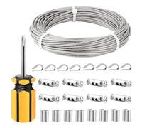 TooTaci 3mm Wire Rope Kit, 20M/3mm PVC Coated Stainless Steel Cable Wire Rope with 8pcs Rope Clamps & M3 Thimbles, Crimping Sleeves, Steel Wire Ideal for DIY Hanging, Garden, Fence, Curtain Wire