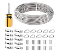 TooTaci 3mm Wire Rope Kit, 50M PVC Coated Stainless Steel Cable
