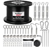 TooTaci 3mm Wire Rope Kit, 60M Black Vinyl Coated Stainless Steel Cable with M5 Turnbuckles for Cables Wire for String Light Hanging, Clothesline, Garden Trellis, Curtain