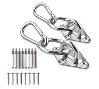 TooTaci Hammock Hanging Kit, 304 Stainless Steel Wall Mount Hanging Kit, 2pcs M8 Hammock Hooks Wall Anchor/Ceiling Hooks Heavy Duty with O Ring, Snap Hook,Screws Bolts, for Swing Chairs Suspension