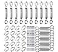 TooTaci M5 Turnbuckle Wire Tensioner Kit, 3mm Wire Rope Tensioner Kit, 3mm Stainless Steel Cable Tensioner Kit, M5 Turnbuckle Hook and Eye, Vine Eye for Climbing Plants, Strings Light, Fence Wire