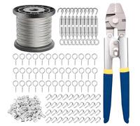 TooTaci Wire Rope Kit, 1.5mm Stainless Steel Wire with 2 in 1 Cutter & Swager Wire Crimping Tool, 100M Steel Cable Turnbuckle Kit, Ideal for Garden Trellis, Fence, and DIY Fixing Installation