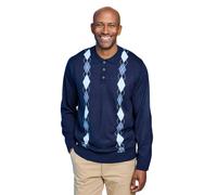 Tootal Men's Argyle Long Sleeve Knitted Collared Sweater, Classic Smart Casual in Navy | Size: 3XL Tootal Navy 3XL