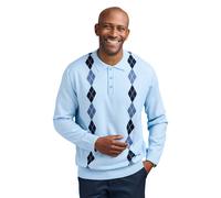 Tootal Men's Argyle Long Sleeve Knitted Collared Sweater, Classic Smart Casual in Pale Blue | Size: 3XL Tootal Pale Blue 3XL