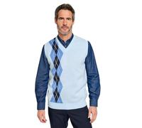 Tootal Men's Argyle Slipover - Lightweight Casual Sleeveless Jumper Sky Blue L