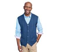 Tootal Men's Cable Knitted Waistcoat, Chunky Cotton Blend Sleeveless Jumper, Smart in Blue | Size: Large Tootal Blue L