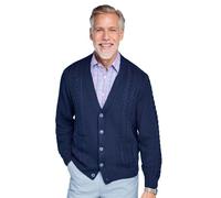 Tootal Men's Chunky Cable Knit Cardigan with Pockets Soft Cotton Blend with 5 Button Fastening Navy L