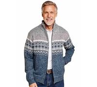 Tootal Men's Fleece Lined Jacquard Zipper Cardigan Grey 44