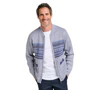 Tootal Men's Horizontal Jacquard Cardigan, Casual Full Zip Knitwear with Pockets Blue 48