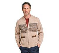 Tootal Men's Horizontal Jacquard Cardigan, Casual Full Zip Knitwear with Pockets Mushroom 38