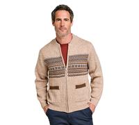 Tootal Men's Horizontal Jacquard Zip Cardigan in Light Brown | Size: Medium Tootal Light Brown M