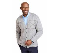 Tootal Men's Jacquard Button Cardigan with Pockets, Smart Casual Classic Fit, Lightweight & Easy Care Knitwear Grey 3XL