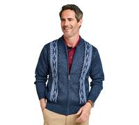 Tootal Men's Vertical Jacquard Zipper Cardigan in Mid Blue | Size: Medium Tootal Mid Blue M